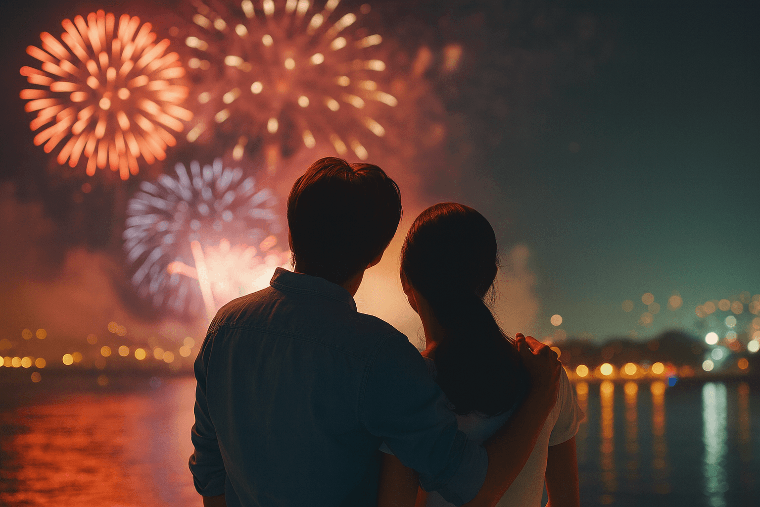 Profesionální ohňostroj na zakončení městské slavnosti - pyrotechnická show s bezpečným zajištěním